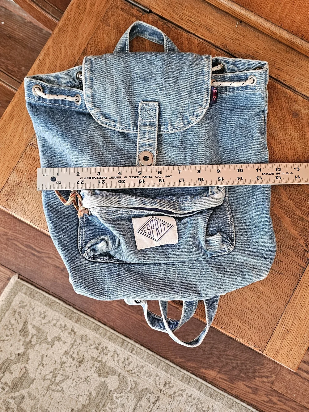 Vintage Esprit Denim Backpack Acid Wash Jean Drawstring 80s 90s